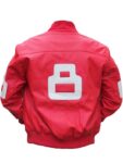 8 Ball Pink Leather Bomber Jacket For Men's
