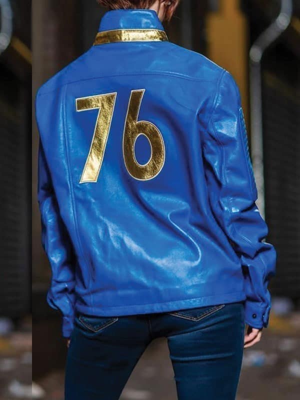 Blue And Golden Leather Jacket