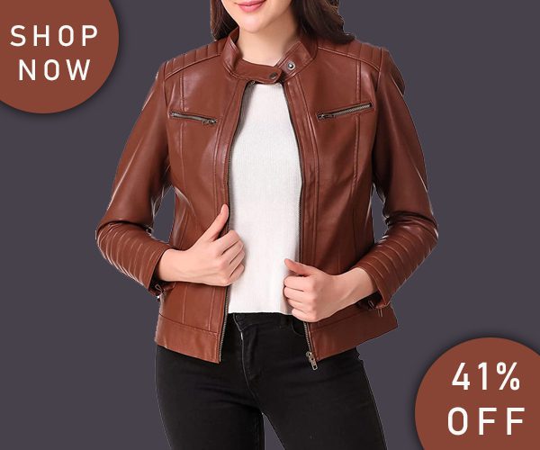 Brown Motorcycle Leather Jacket For Women’s - Mother's Day Online Sale
