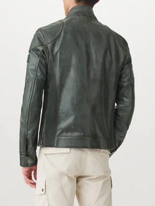 Green Leather Jacket For Men's