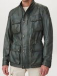 Green Real Leather Fashion Jacket For Men's