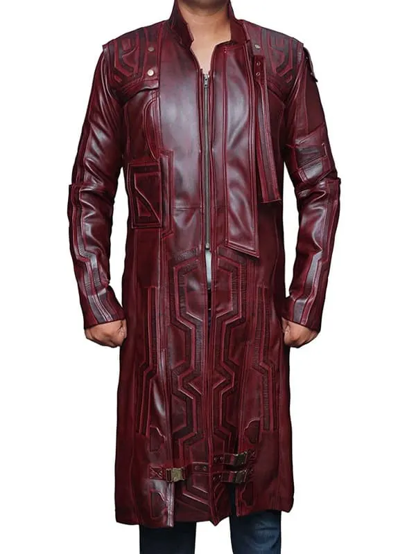 Guardians Of The Galaxy Chris Pratt Star Lord Peter Quill Leather Trench Coat 