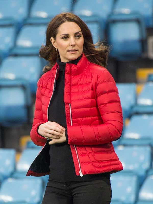 Kate Middleton Puffer Red Jacket Now, Kate Middleton Red Winter Coat