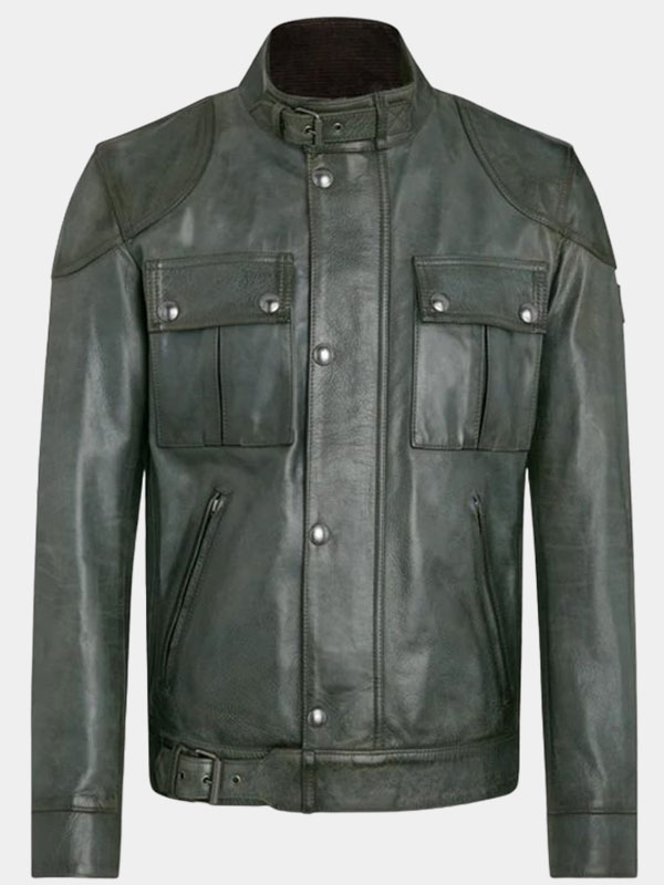 Men's Green Fashion Leather Jacket