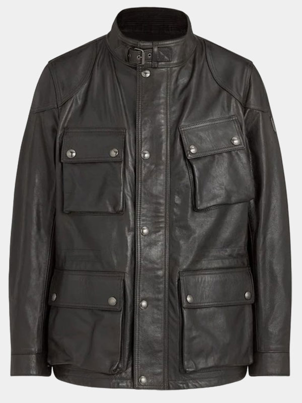 Men's Real Leather Black Fashion Jacket