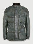 Mens Real Leather Green Fashion Jacket