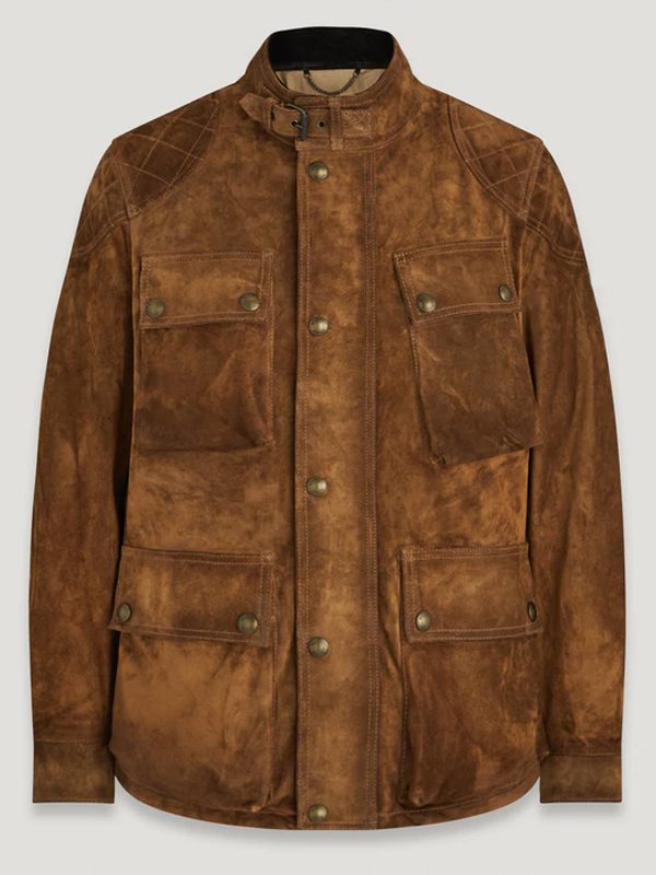 Mens Suede Leather Brown Fashion Jacket
