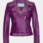 Purple Leather Biker Jacket