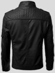Slim-Fit Black Leather Biker Jacket For Men's
