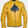Spades Logo Yellow Cafe Racer Leather Jacket
