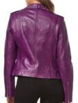 Studded Purple Leather Biker Jacket For Women's