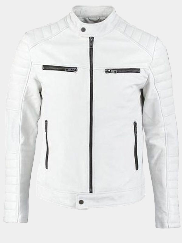 White Biker Leather Jacket