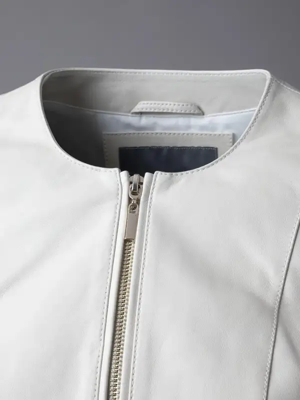 White Leather Fashion Jacket For Women's