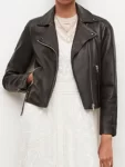 Womens Black Leather Biker Jacket