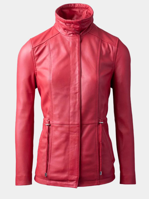 Women's Real Leather Red Fashion Jacket