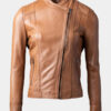 Women's Real Leather Tan Fashion Jacket