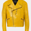 Yellow Leather Biker Jacket