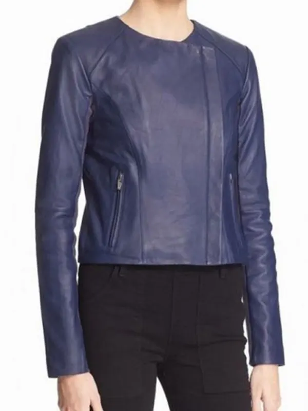 Arrow Emily Bett Rickards Blue Leather Jacket