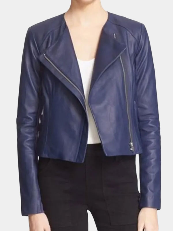 Arrow Season 5 Felicity Smoak Blue Leather Jacket