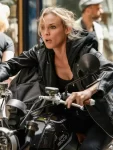 Jessica Chastain The 355 Mace Black Biker Jacket