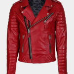 Kay Michaels Red Biker Leather Cafe Racer Womens Jacket