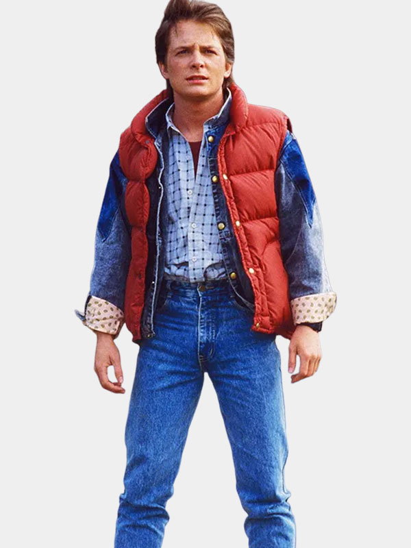 Red Puffer Vest Marty McFly Retour vers le futur Michael J. Fox Costume  Cosplay Piece Taille XL -  Canada