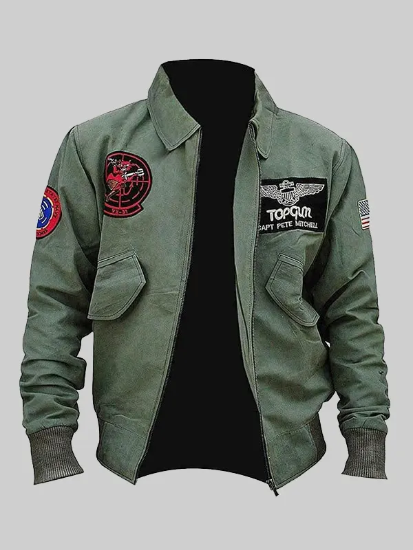 Mens Top Gun 2 Tom Cruise Green Jacket