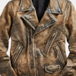 Men's Vintage Distressed Brown Biker Leather Jacket