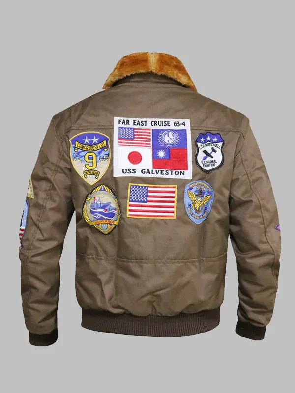 Top Gun Brown Fur Collar Jacket