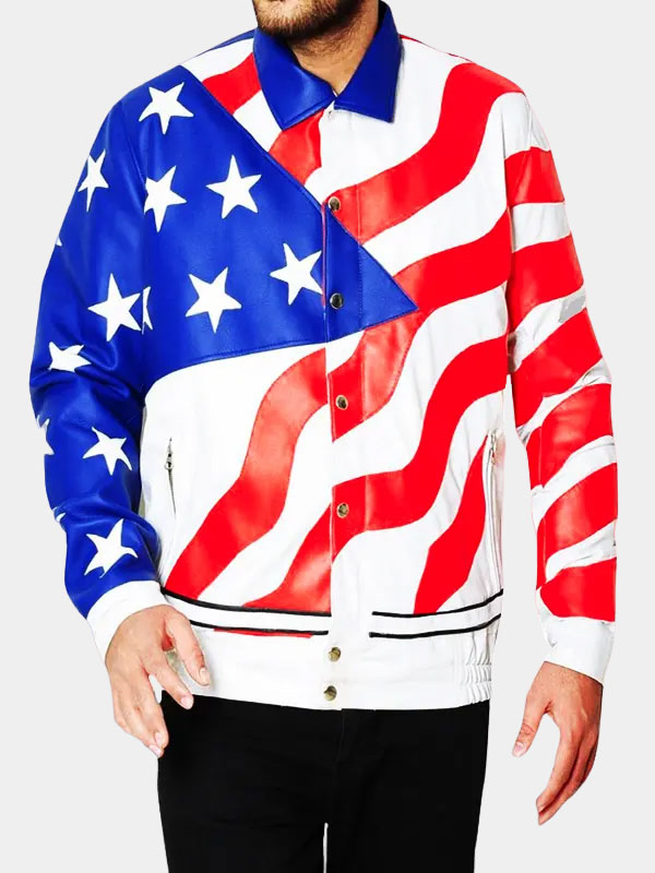 Vanilla Ice American Flag Real Leather Jacket