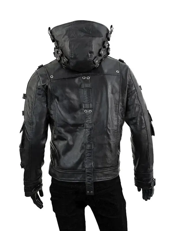 PUBG Black Hooded Real Leather Jacket