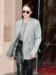 Celebrity Gigi Hadid Grey Checked Blazer