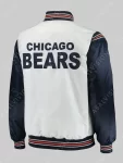Chicago Bears White and Black Satin Varsity Bomber Starter Jacket