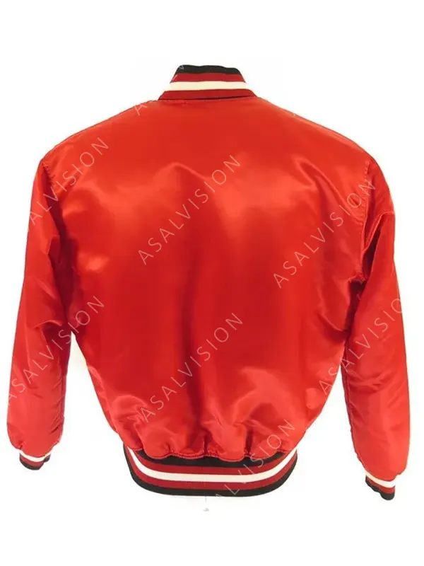 Chicago Bulls Starter Vintage Red Letterman Bomber Varsity Jacket