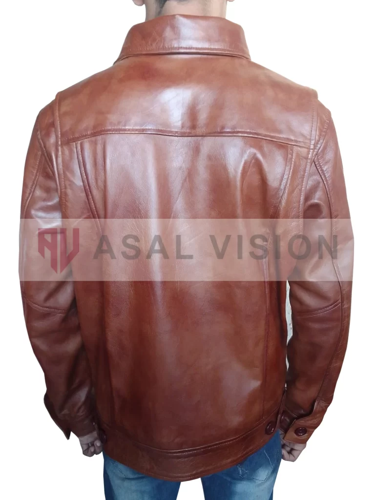 Handmade Real Leather Brown Jacket For Men's