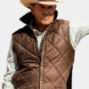 John Dutton Yellowstone Quilted Brown Vest