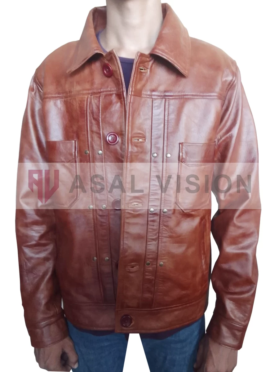 Real Leather Brown Jacket For Men's