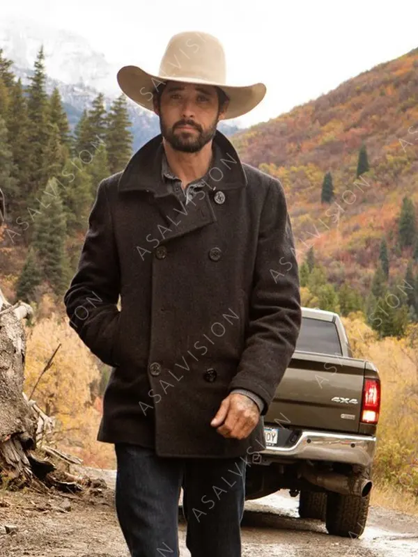 Ryan Bingham Tv Series Yellowstone Walker Black Wool Peacoat