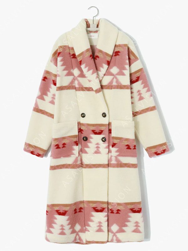 Beth Dutton Pink Printed Wool Coat