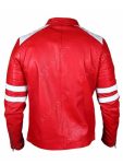 Brad Pitt Fight Club Red Leather Cafe Racer Jacket