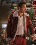 Clint Briggs Spirited Ryan Reynolds Red Shearling Leather Jacket