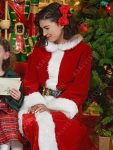 Jessica Szohr Christmas 2022 Stella Santa Claus Red Fur Coat