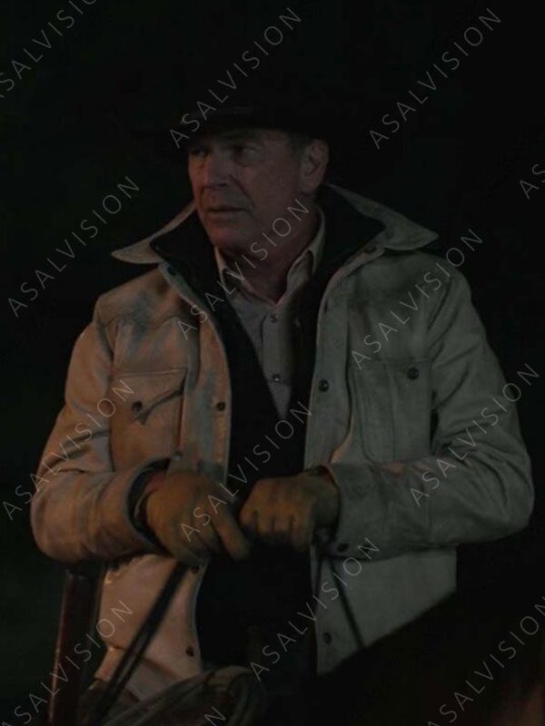 Kevin Costner TV Series Yellowstone S05 John Dutton Cream Jacket