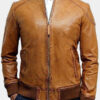 Mens Waxed Real Leather Brown Jacket