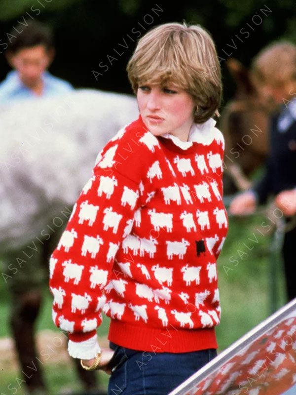 Princess Diana Black Sheep Sweater In Red Color