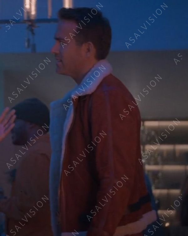 Ryan Reynolds Red Shearling Suede Leather Jacket