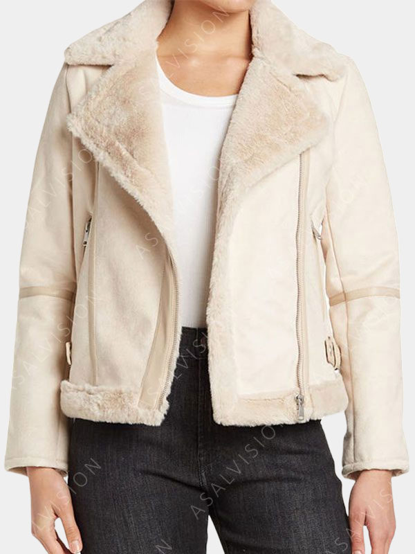 Women's Fur Ivory Shearling Leather Jacket