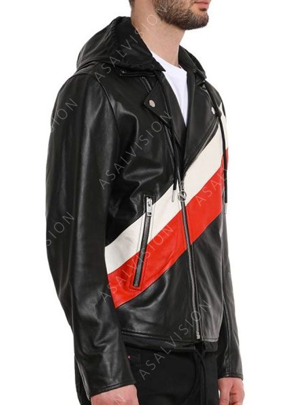 13 Reasons Why Season 4 Ross Butler Hooded Leather Striped Jacket
