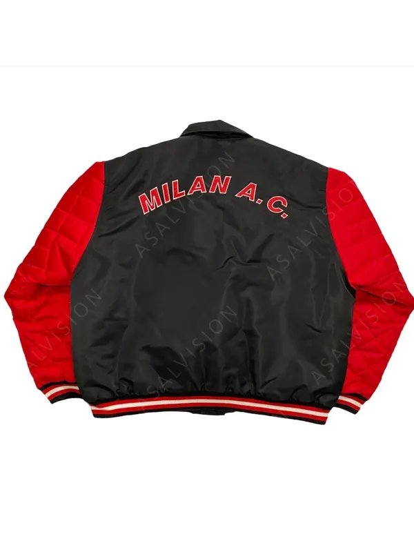 AC Milan Lotto Varsity Bomber Black And Red Jacket