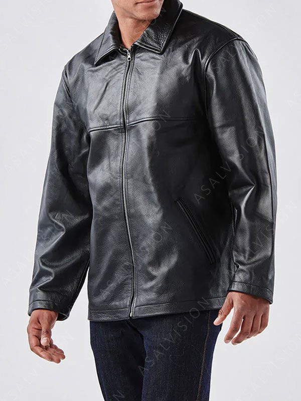 Mens Black Bomber Classic Leather Jacket
